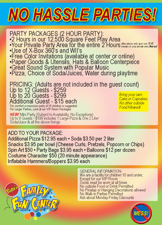 For the best Childrens Birthday parties in PA, contact Bette's.